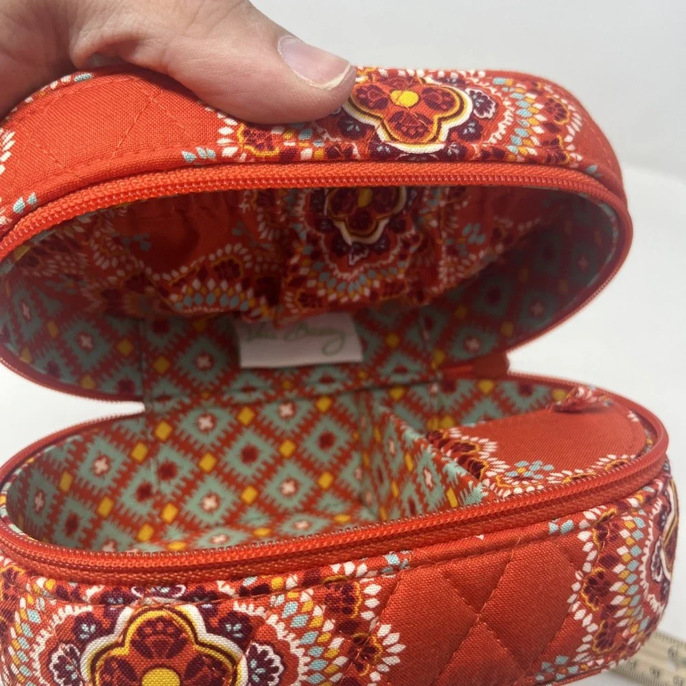 Vera Bradley Oval Travel Quilted Jewelry Organizer Case/Box~Paprika-Orange New
